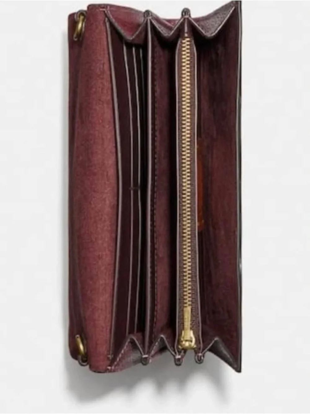 Coach Burgundy Pebbled Leather Crossbody with Gold Chain